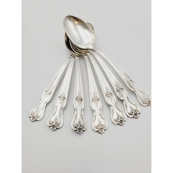 Rogers Magnolia Inspiration Set 7 Teaspoons Silverplate Flatware Vtg Discontinue - Picture 3 of 5